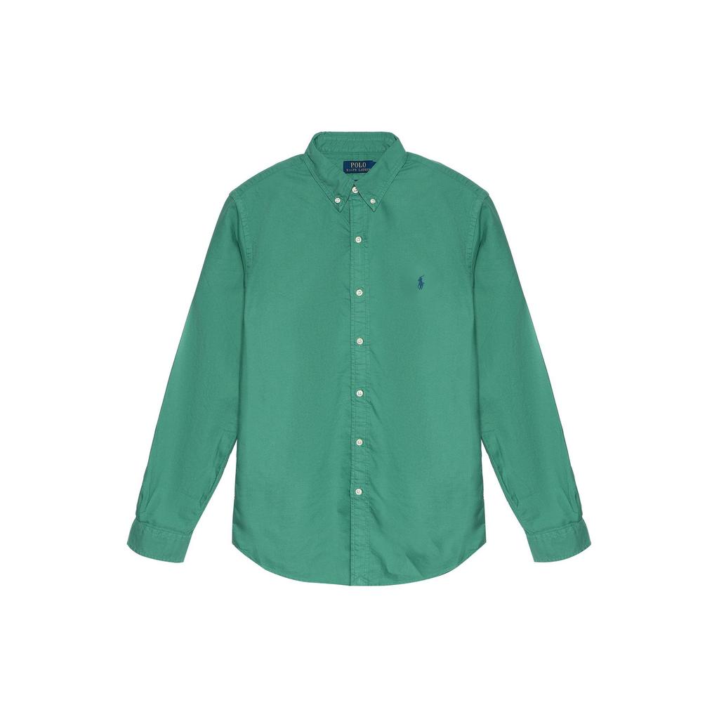 Polo Ralph Lauren Ss23 Logo Brodert Button-Down Krage Langermet Skjorte Menn skjorter Jadegrønn 710873089-003