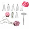 9Pcs/set Flower Scissor Cake Tray 7pcs Leaf Tips Tulips Rose Nozzle Nail Decor Lifter Fondant Cream Transfer Baking Pastry Tool