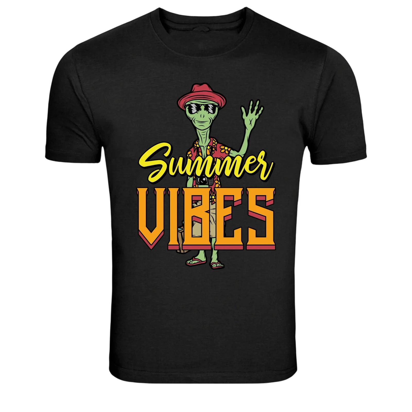 Summer Vibes Alien Vacation Retro Graphic T-Shirt XXXXL