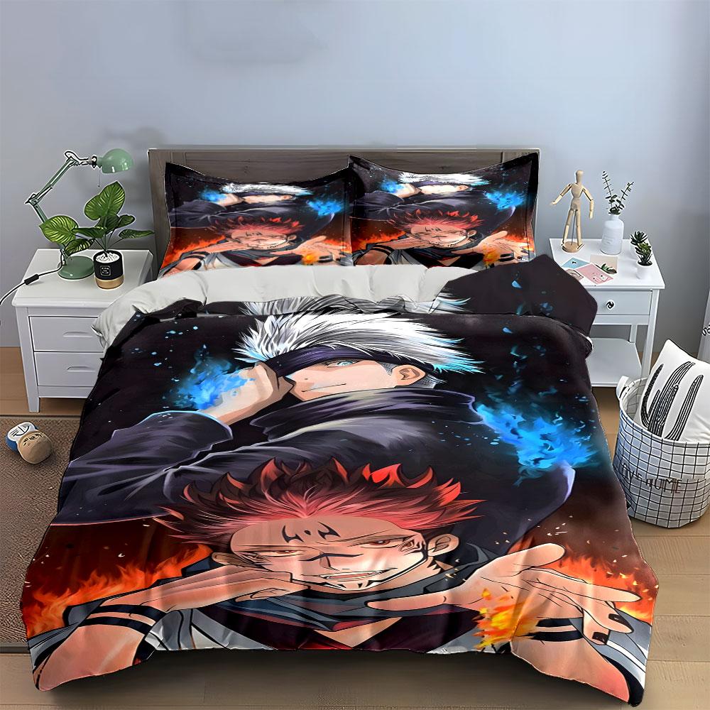 Characters with fire background. Bedding sets Duvet cover sets Duvet covers Pillowcases(1 * Duvet Cover 2 * Pillowcases without duvet insert)