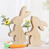Delicate Easter Inspired Rabbit Shaped Flower Display Stand Handmade Wood Rabbit Ornament for Home and Office Decor