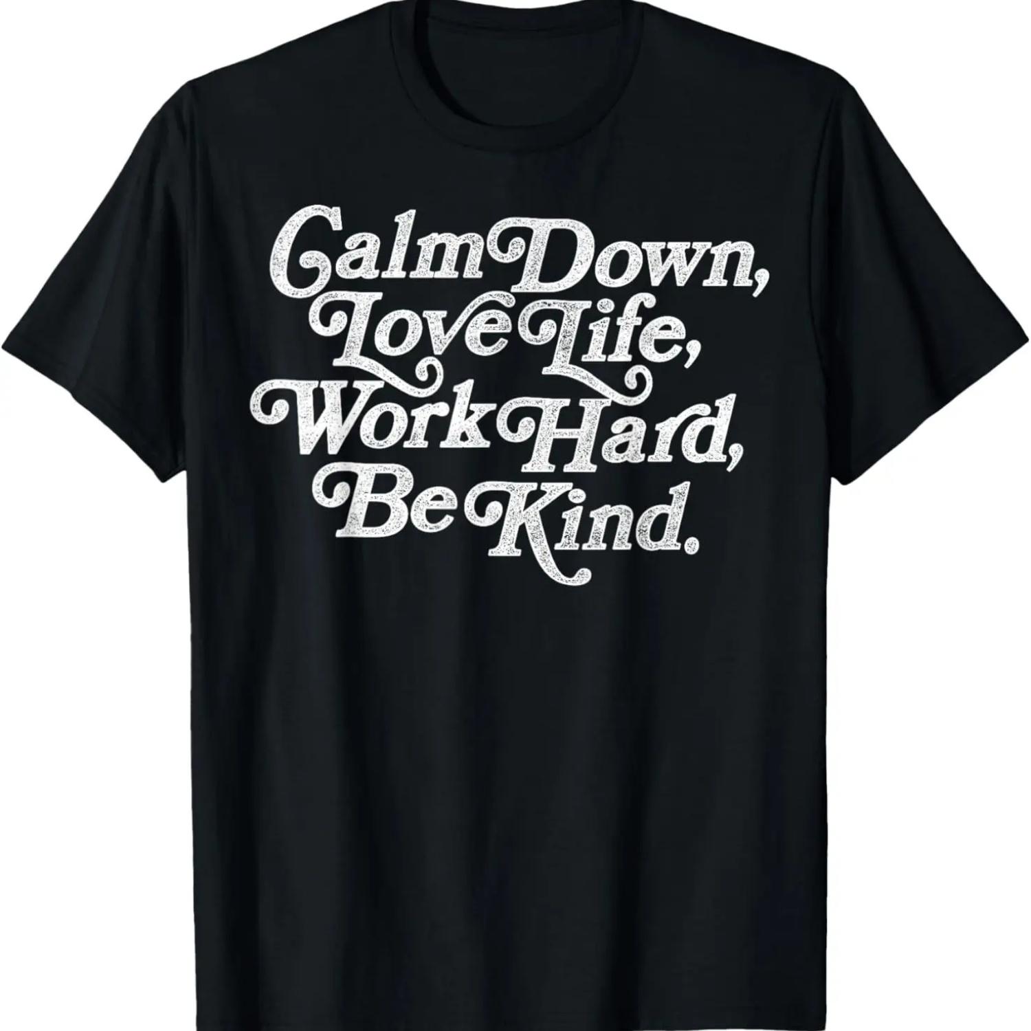 Work Hard And Be Kind Faded Text T-Shirt S