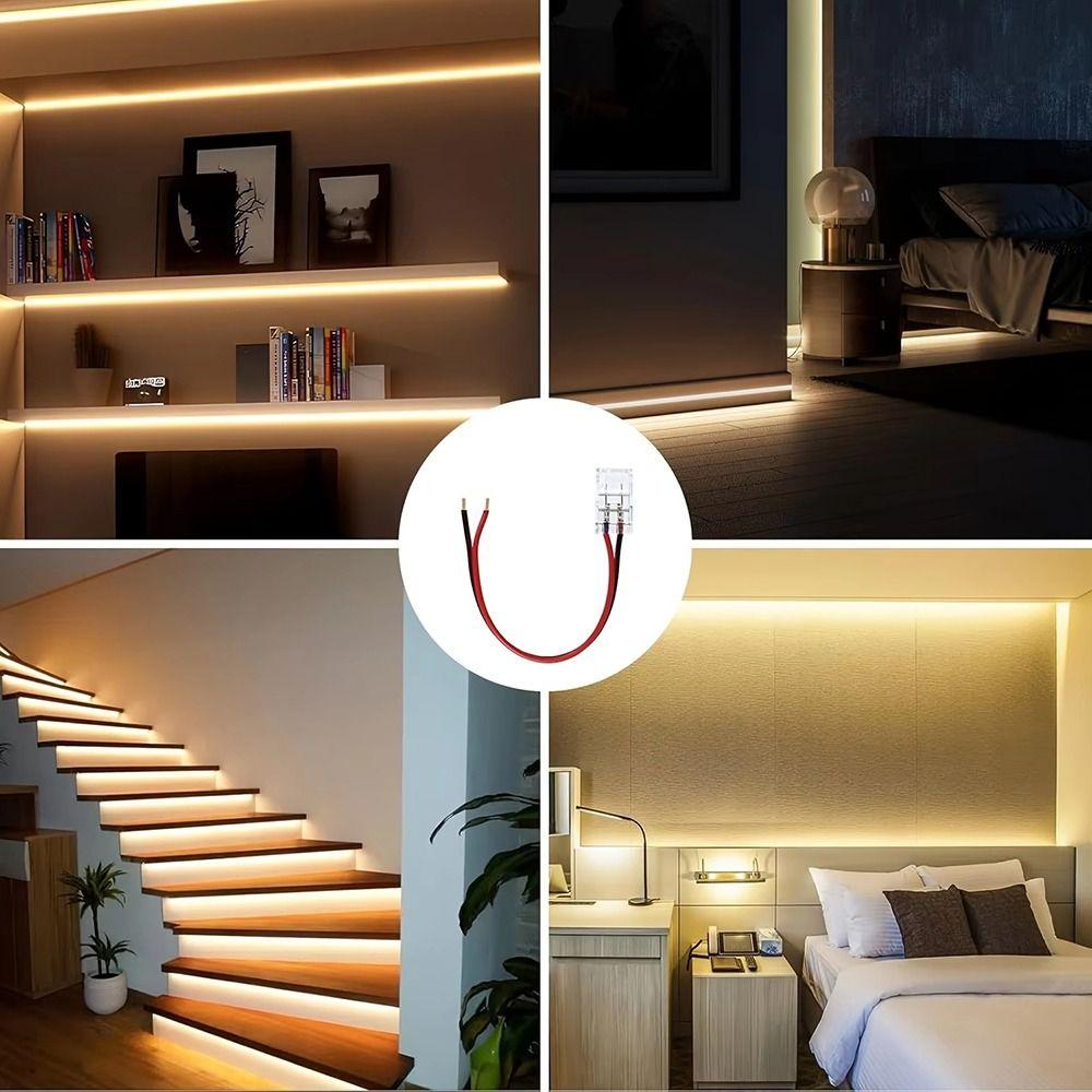 5Pcs/Set 2/3 Pin COB LED Wire Connector Strip to Wire 8/10mm Pin Connector Mini Buckle Single Head LED Strip Connectors