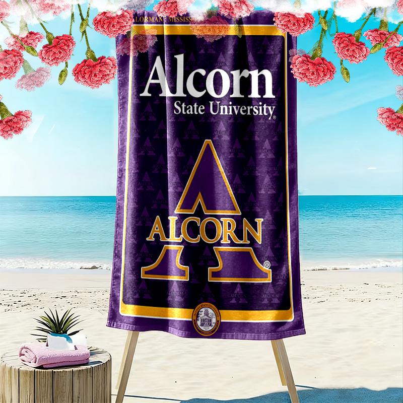 Alcorn State Braves Print Beach Towel, Large Soft Quick Dry Towel for Beach Camping Swimming