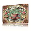 WhimsyVibeCo Colorful Metal Decor | "Embrace the Madness" Tin Sign with Tea Party Mushrooms, Ideal for Cafes & Rustic Farmhouses