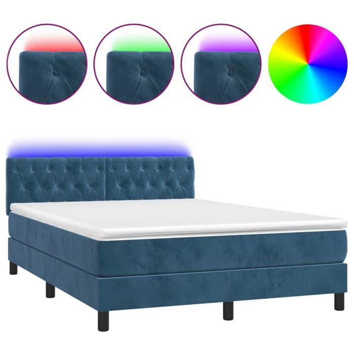 VidaXL Sommier à Lattes de Lit avec Matelas et LED, Lit Rembourré, Lit Double, Lit Adulte de Chambre à Coucher Intérieur, 3134583