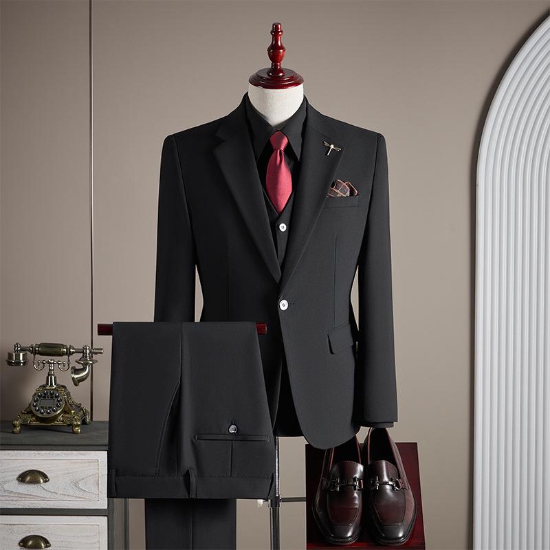 Douyin Bestseller Men's Notched Lapel Business Casual Three-Piece Suit Set