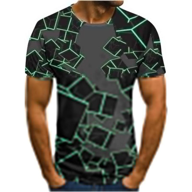 Optical Illusion 3D Print T-Shirts Funny Graphics Pattern Crewneck Short Sleeve Tees for Mens Summer Casual Tshirts