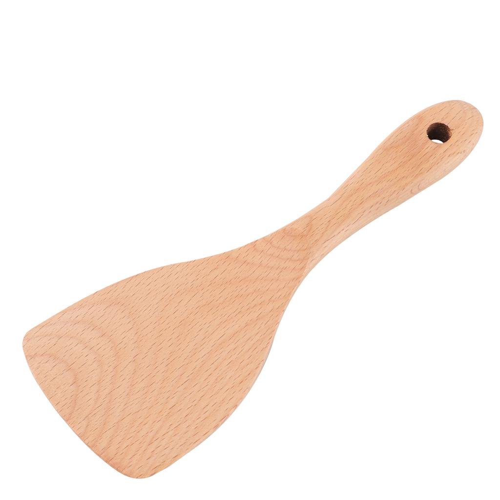 1pc Wooden Rice Shovel Natural Wood Cooking Spatula Non-Stick Kitchenware For Home Restaurant Hotel Use Wooden Kitchenware For