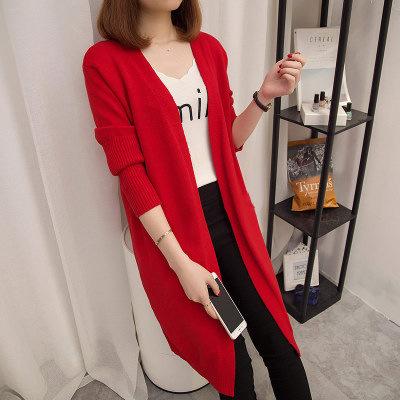 Jacket Spring and Autumn women's imitation knitted sweater new women's clothing Korean version medium and long threaded cloth women's cardigan loose