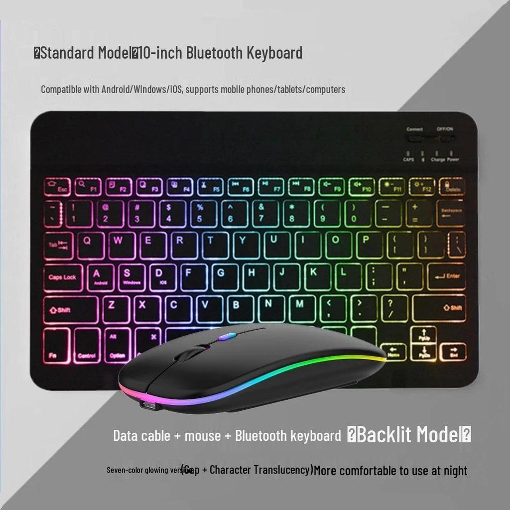 Russian Wireless RGB Backlit Bluetooth Keyboard & Mouse Set for iPad, Phone, Tablet