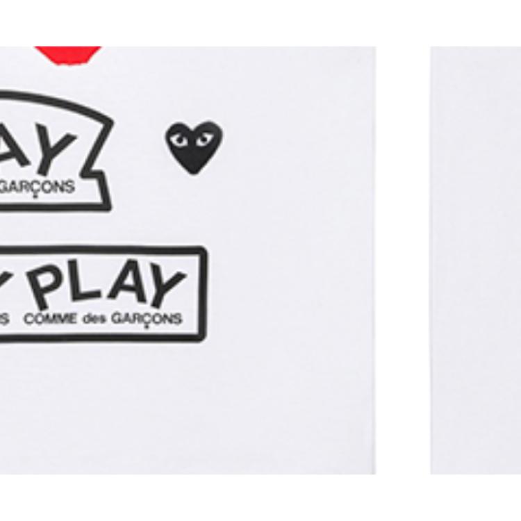 CDG Play T Shirts Men's White Crew Neck Moderate Straight Fit AZ-T284-051-1