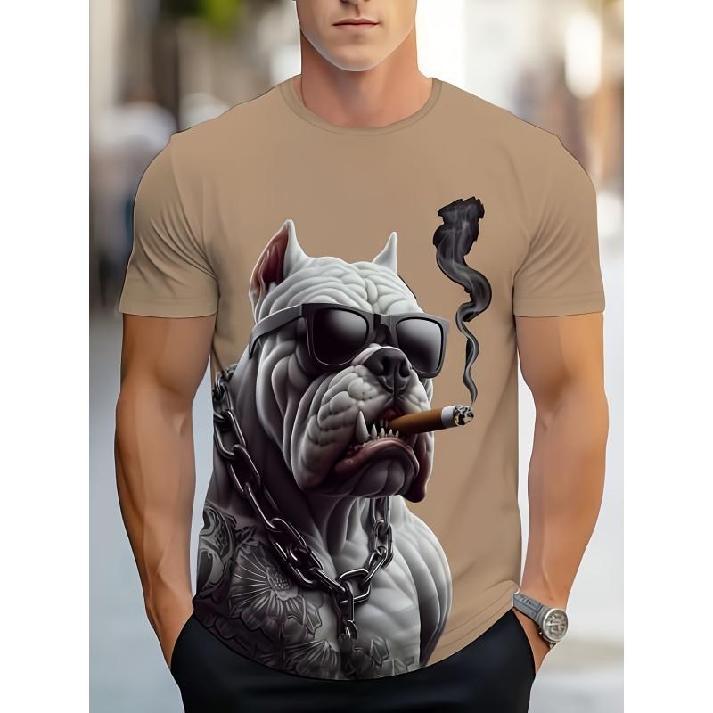 

Футболка с рисунком мускулистой собаки и коровы для мужчин, крутые футболки с 3D-принтом с животными, повседневные унисекс-топы с коротким рукавом и круглым вырезом, уличные футболки XS