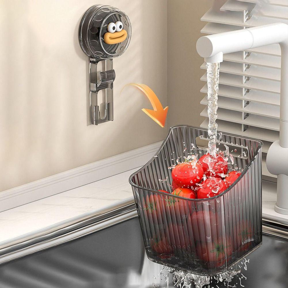 Kein Stanzen Küchenaufbewahrungsbox Abtropfbares Regal Organizer Behälter Niedlicher Aufbewahrungskorb Badezimmer