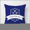 Home Decor Compass Anchor Pillow Cover Blue Mediterranean Cushion  Gift Sofa Office  Accessory Ornament 45x45cm