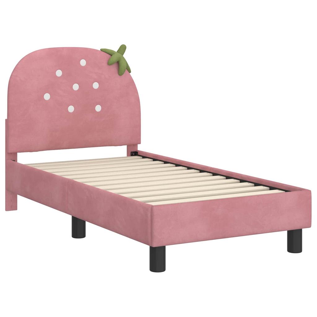 Kids Bed Frame with Headboard Pink 70 x 140 cm Velvet