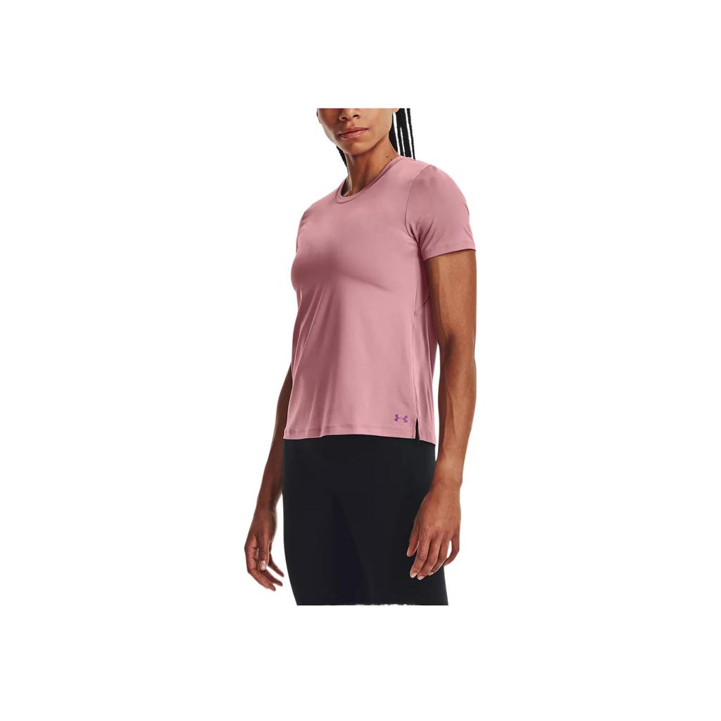Under Armour Solid Color Round Neck Mesh Back Short Sleeve T-Shirt Women Tops Pink 1379043-697