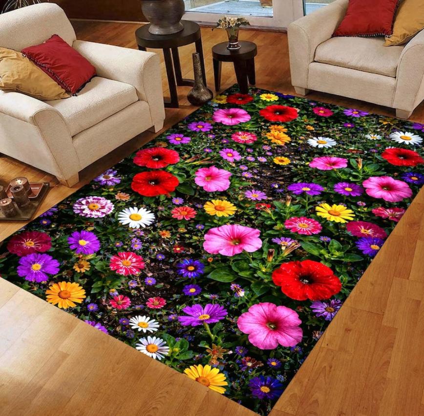 Teal Butterfly Floral Rug Orange Monarch Garden Carpet, Non-Slip Machine-Washable Carpets Home Decoration