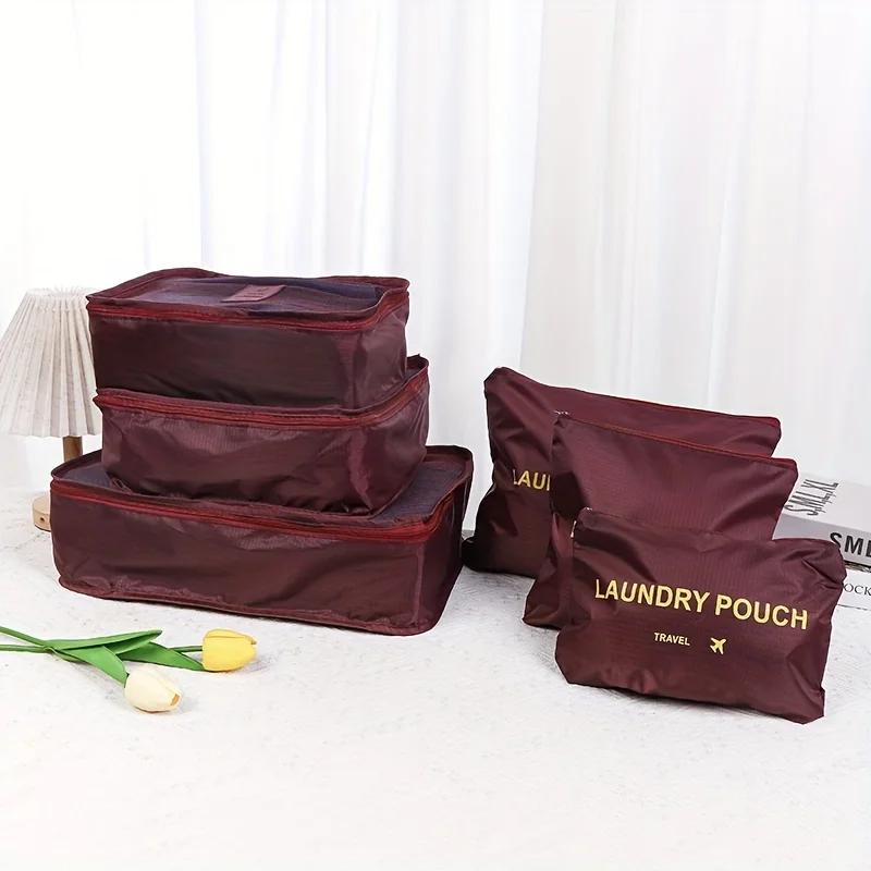 6pcs Multifunction Travel Bags Waterproof Clothes Storage Luggage Organizer Pouch Packing Cube Men and Women Travel Storage Bag