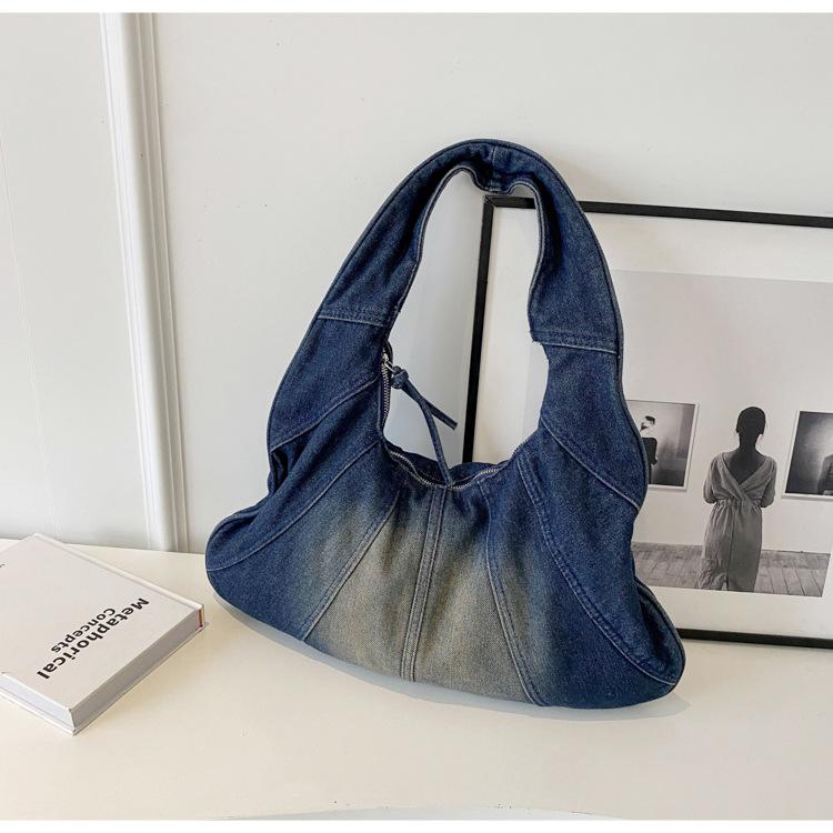 

Винтажная джинсовая сумка через подмышку для женщин, универсальная сумка через плечо в корейском стиле
