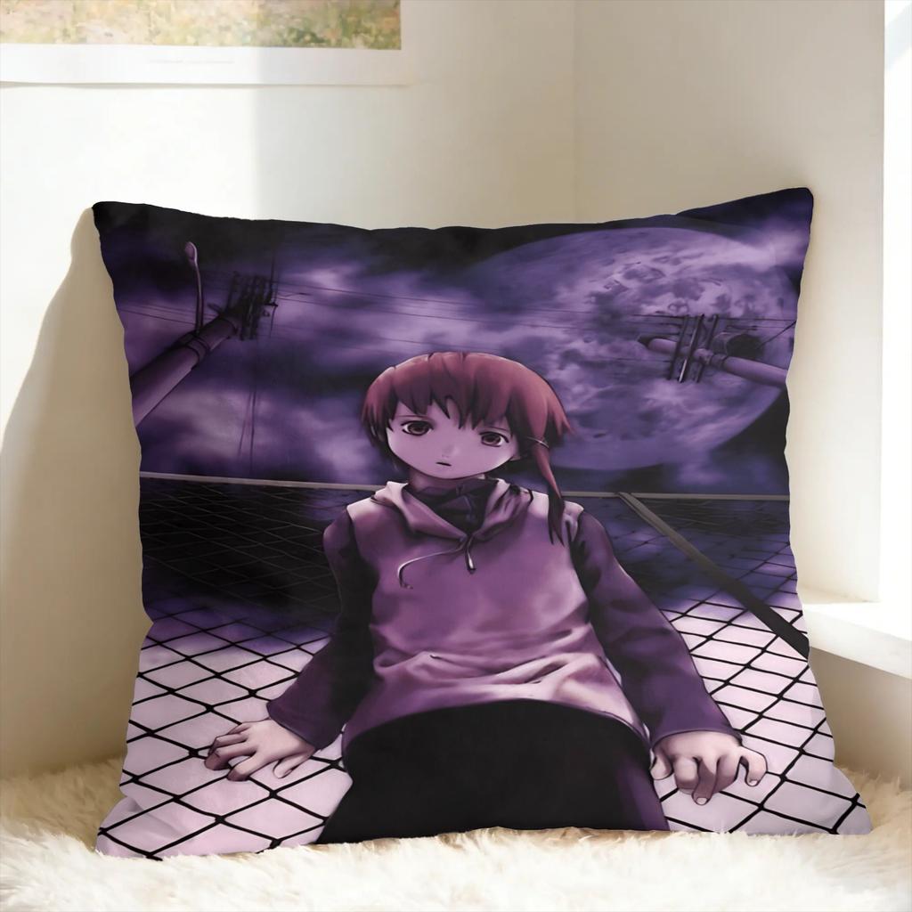 Anime Serial Experiments Lain Pillow Cover Retro Trendy Pillow Case For Sofa Home Decor Soft Cushion Cover Gift