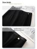 Women's High Waist Black Midi Skirt - 2025 Spring Slimming Design, Long Bodycon Skirt for Petite Frames