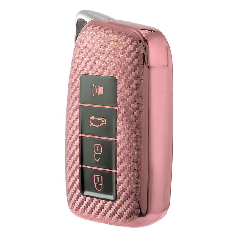 

Remote Smart Key Fob Cover Case Holder Fit for Lexus ES GS GX IS LS LX NX RC RX 2013- 2 3 4 Buttons Pink Carbon Fiber Style