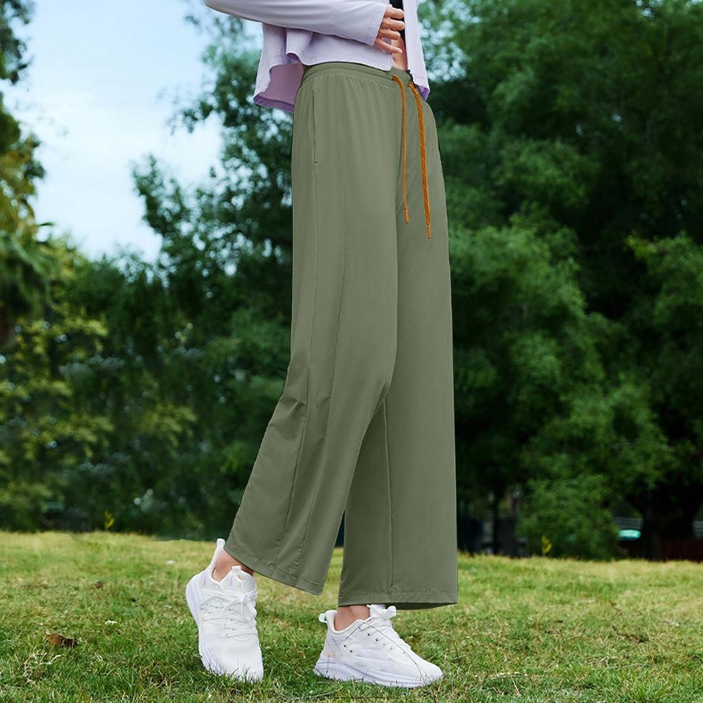 Women's Casual Solid Colour Elastic Waist Straight Casual Pants With Pockets