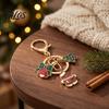 Christmas Ornament Santa Tree Snowman Keychain, Golden Plated Zinc Alloy Holiday Theme Keychain Handbags Decorative Accessory with Lobster Clasp Charm
