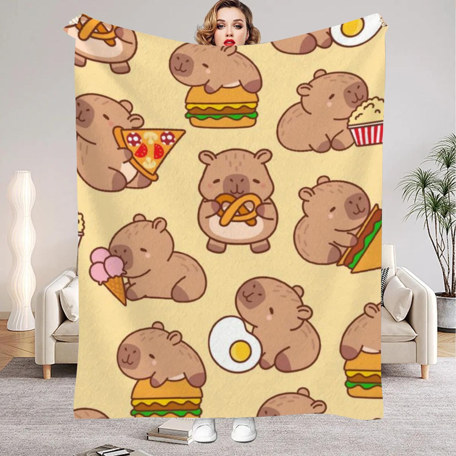 

1Pc Digital Printed Capybara Style Flannel Blanket Mattress Cover Blanket for Family BedsSofasOfficesOutdoor Camping 75x100cm (30x40inch)