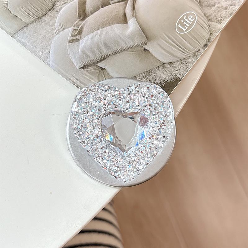 Portable Magnetic Rhinestone Heart Phone Holder