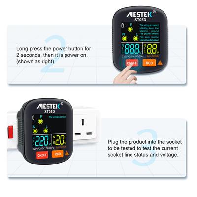 30–250 V tragbarer digitaler Steckdosenprüfer, Detektor, RCD-Spannungsprüfer, Erdungspolarität, Phasenprüfung