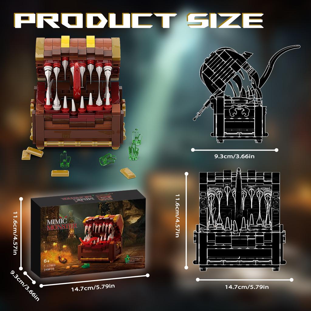 330 deler Mimic Skattekiste Monster Byggeklosssett, MOC Pirat Skattekiste Spillserie Bytte Montere Konstruksjonsklosssett