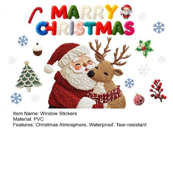 Christmas Window Stickers Santa Clauds Elk Decals Waterproof PVC Christmas Tree "MARRY CHRISTMAS" Removable Glass Stickers for Walls Doors Windows