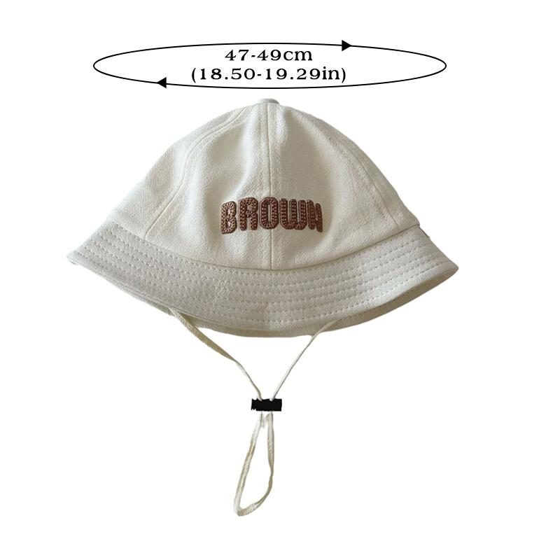 Letter Baby Bucket Hat With Rope Summer Outdoor Baby Boys Girls Sun Basin Hat Adjustable Infant Toddler Fisherman Hats
