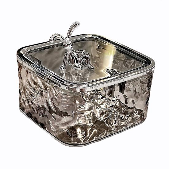 Transparent Storage Box Desktop Organizer with Press Type Lid Dressing Table Storage Case for Keys Trinkets Hairpins Scrunchies