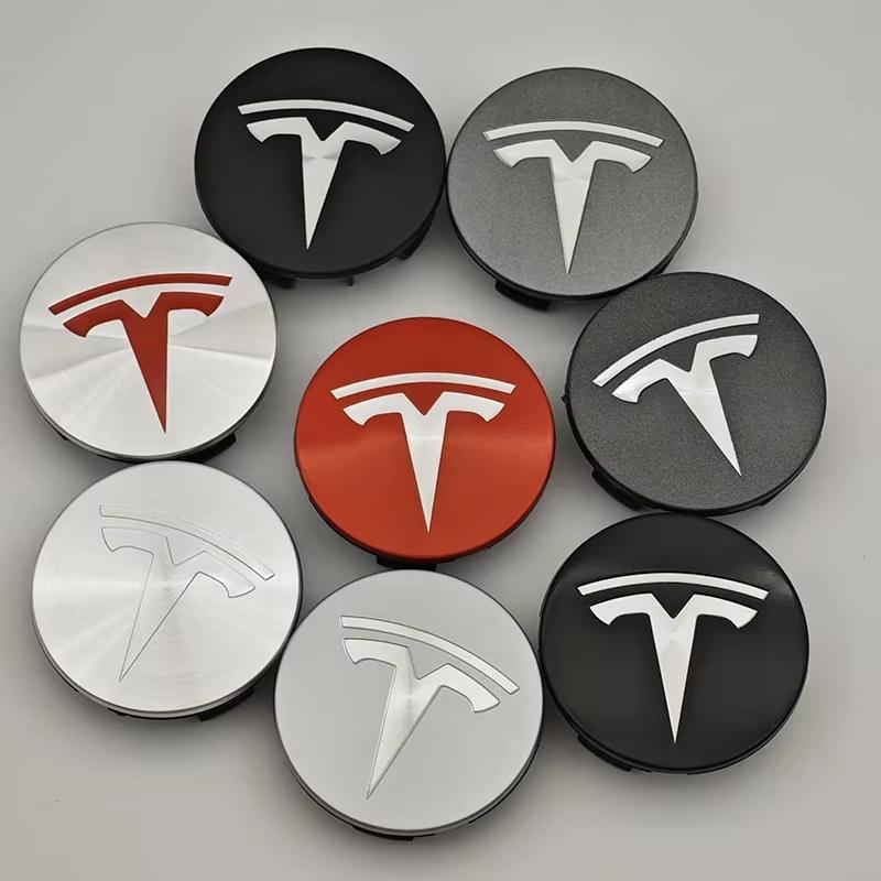 4 Stück/Set ABS 56mm Tesla Original Auto Radnabenkappen Logo Emblem Für Tesla Model 3 Y S X Felgen Radnabenabdeckungen Kappen Abzeichen Zubehör