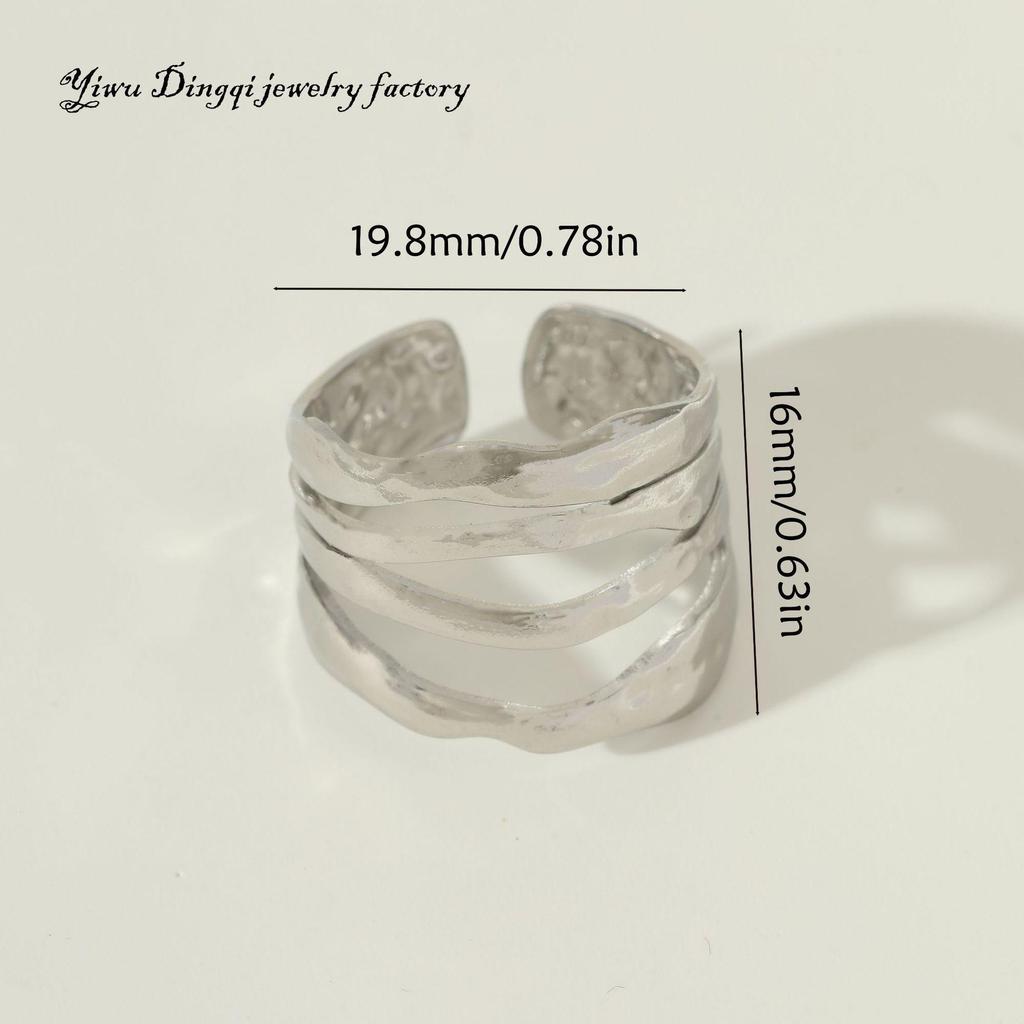 Luxury Non-Fading Drip Oil Open Ring - European and American Style Stainless Steel Statement Jewelry