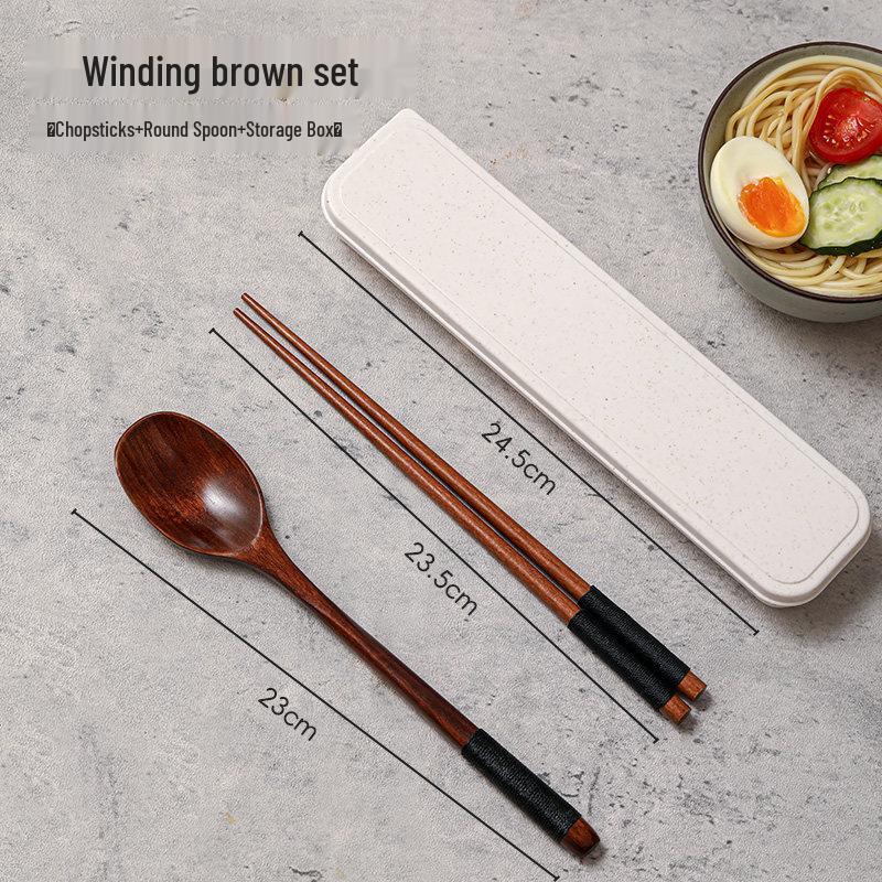 Qiwei Wooden Portable Chopsticks & Spoon Set