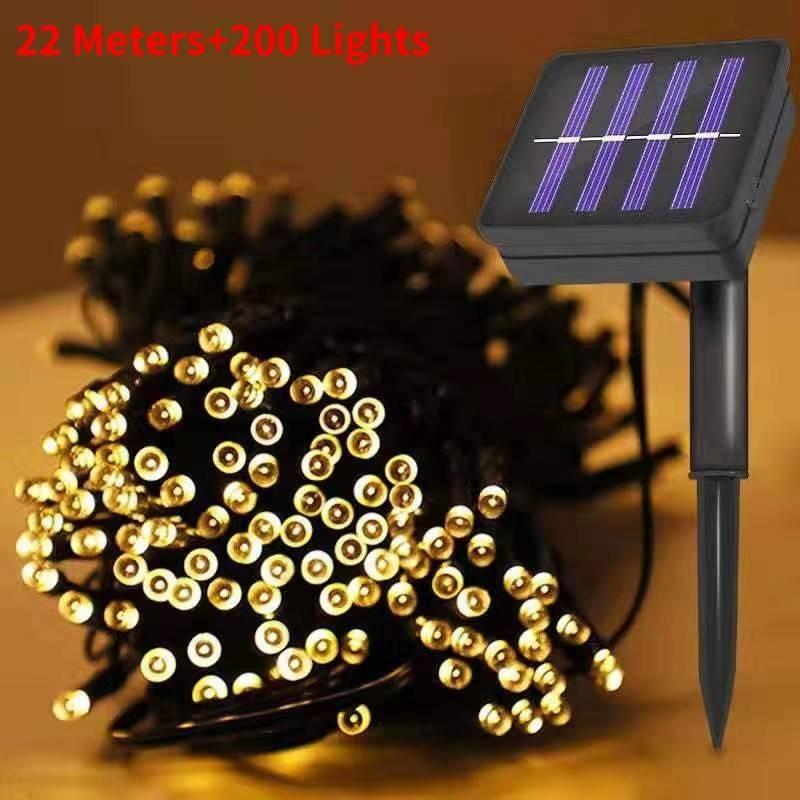 Outdoor Solar Christmas String Lights With Remote Warm White Blue Colorful Waterproof Design
