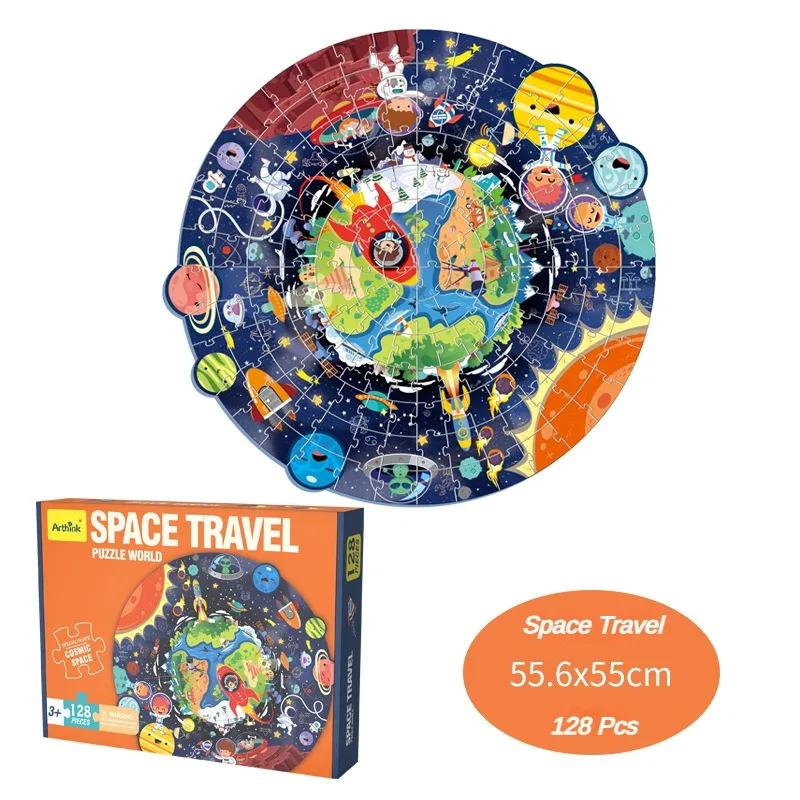 Cartoon Irregular Puzzles Paper 128 Pieces for Kid Educational Toy Various Mermaid Space Polar Bear Shark Elephant Gift for Kid