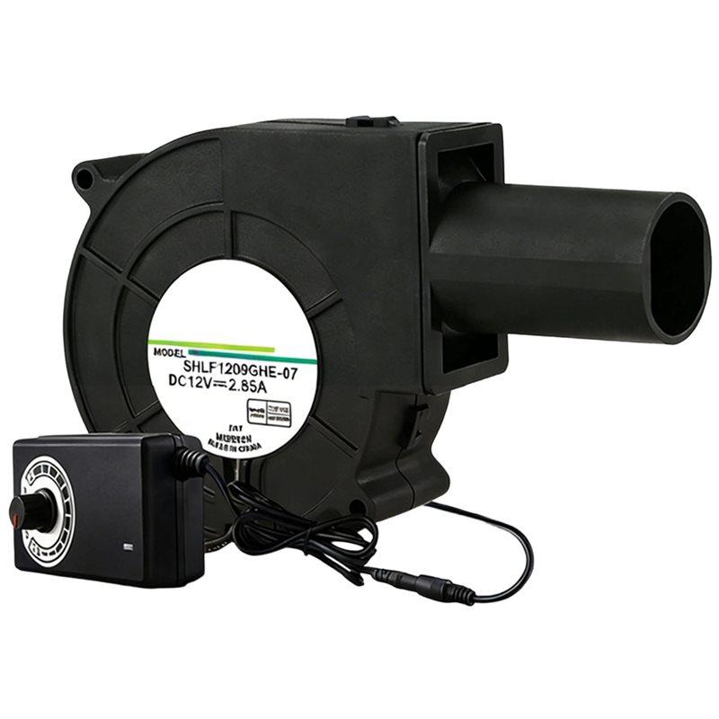 

SHGO-Adjustable Speed Large Air Volume Turbo Blower Fan With Power Controller 110V-220V DC 12V For Waste Oil Stove US Plug
