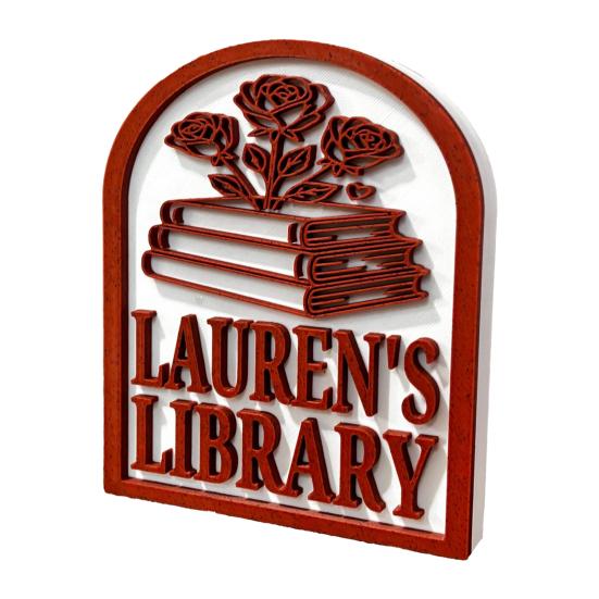 Personalized Library Sign 3D Bookshelf Book Store Decor for Home Library or Reading Nook Bookish Gifts for Book Lovers Reader Women Students