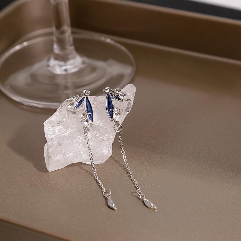Fairy Butterfly Fringed Earrings Collection, Metal Wind Diamond Chain Earrings Exaggerated And Thin Stud Earrings