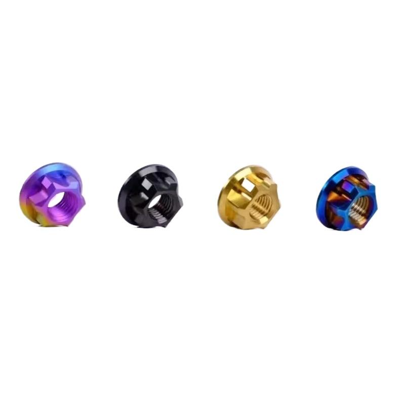 Golden Blue Grey Purple Candy Green M5 M6 M8 M10 M12 A3 Flange Screw Nut TC4 GR5 Titanium Alloy DIY Motorcycle