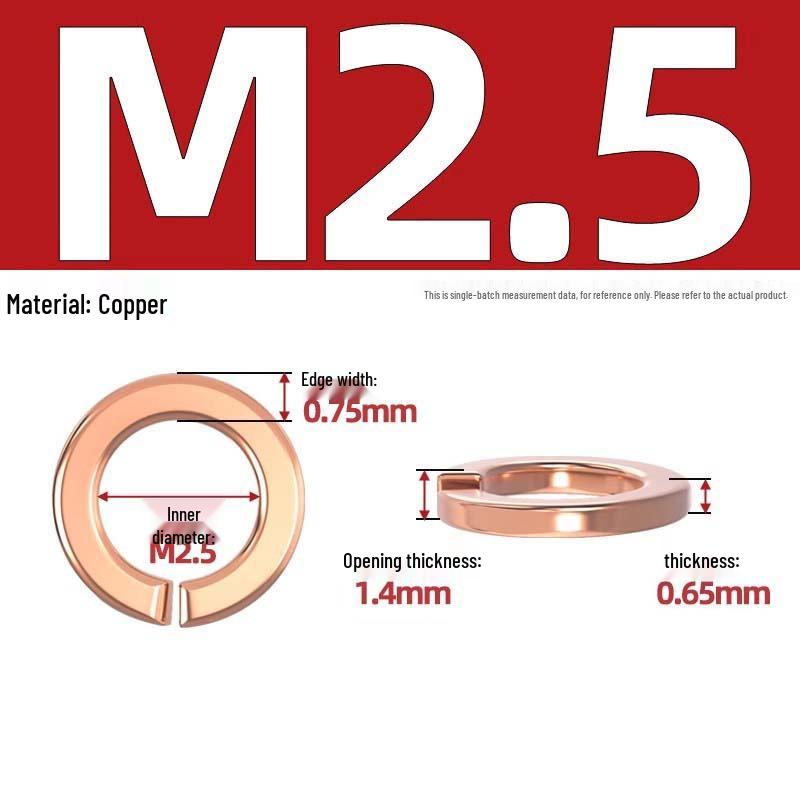 Pure Red Copper All-Copper Spring Washer, Bronze Round Washer Screw Metal Washer GB93