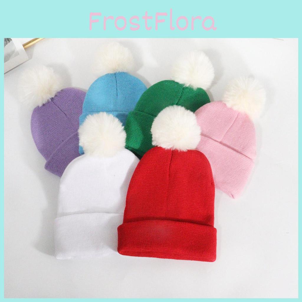 Soft Solid Color Plush Ball Knit Hat For Women Beanie For Casual Autumn Style