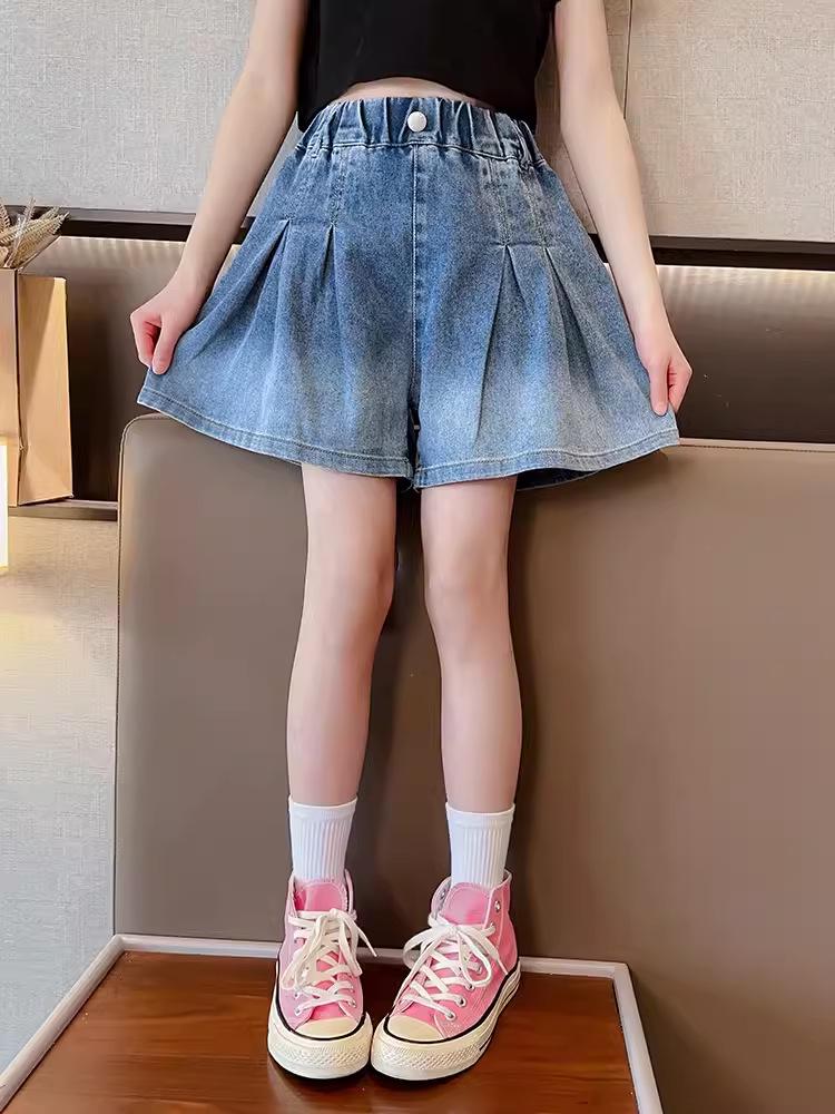 Dívčí džínová dortová sukně v korejském stylu - Jarní/letní módní krátká sukně/kalhoty