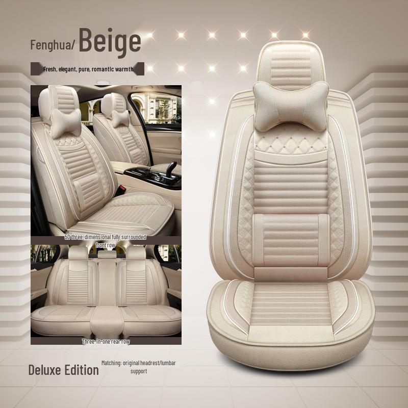 BAIC Changhe A6 2019 Luxury Linen Car Seat Cushion - Four Seasons Universal, Full Surround Cover