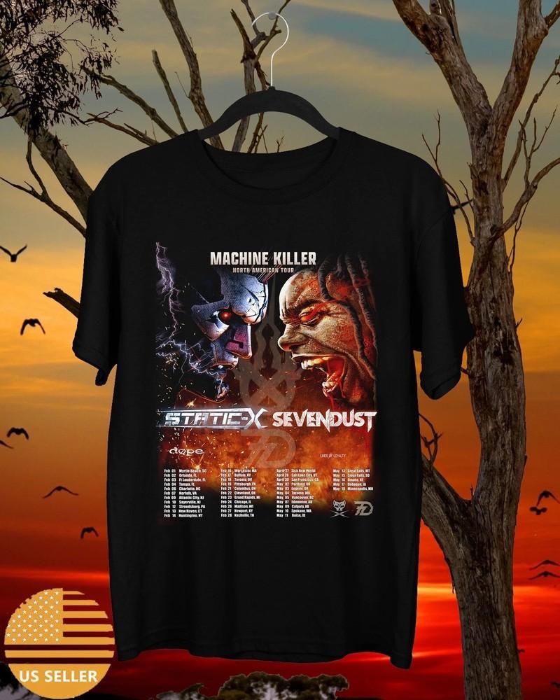 Static-X Sevendust Machine Killer Tour T Shirt Full Size S-5XL Unisex T-Shirt S